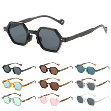 Small Trendy Retro Sunglasses Vintage Hexagonal Frame Glasses UV400 Protection