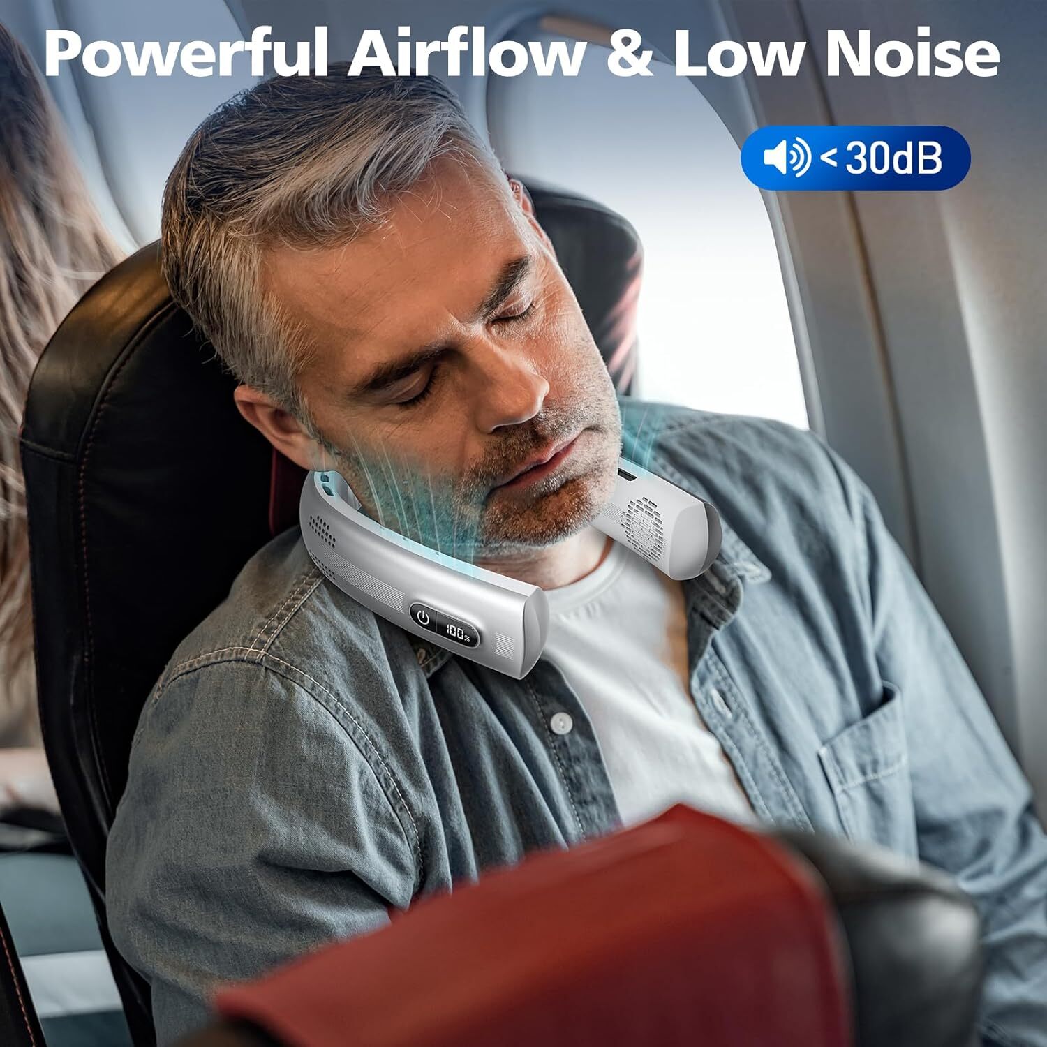 Neck Fan , 7000mAh Portable Neck Fan Rechargeable , LED Battery Display, white  