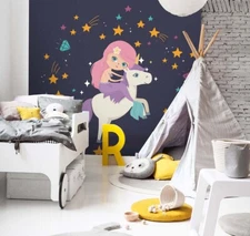 3D Unicorn Mermaid Wallpaper Wall Mural Removable Self-adhesive Sticker 219