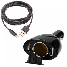 For iPHONE iPAD - 2-PORT USB CHARGER 6FT LONG CABLE POWER CORD DC SOCKET ADAPTER