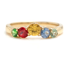 1.00Ct Natural Multi-Color Sapphire 14K Solid Yellow Gold Ring
