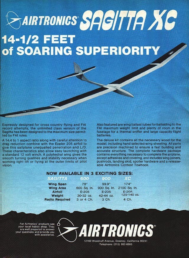 Sagitta XC - 4M RC sailplane by Airtronics ~ Laser-cut Balsa