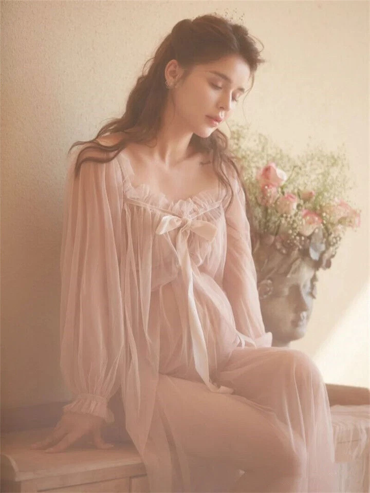 Lace Maternity Dresses For Photo Shoot Pregnant Women Baby Shower Dress Sweep - Image 2 of 4