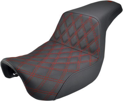 12-16 for Harley Switchback FLD Step Up Seat Lattice Stitched Red Dyna