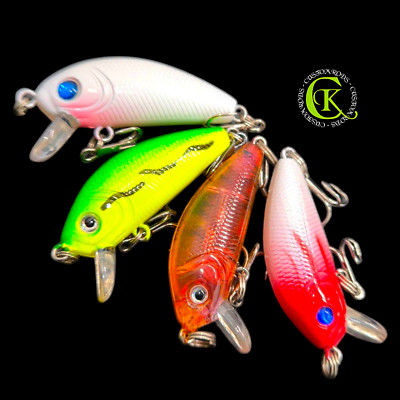 4x 4cm Wobbler Twitchbait Runner Crankbait Hardbait Crank Forelle Barsch Döbel