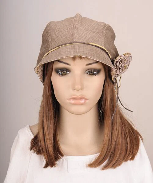 JM265 Caqui Belleza Flor Algodón Sombrero Ala Redonda Gorra Cloche Verano Otoño Elegante Foto 4 de 4