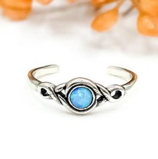 أزرق Opal Toe خاتم 925 Sterling فضي Twist Toe خاتم Midi خاتم