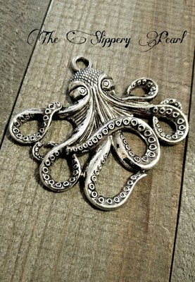 Large Octopus Pendants-Antiqued Silver-Steampunk Octopus-Steampunk Pendants-57mm
