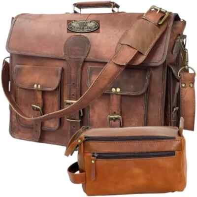 Braune Herren-Aktentasche aus Leder Kuriertasche Schultertasche Laptoptasche ...