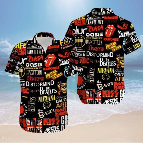 Rock Band Logo 3D Print Hawaiian Shirt, Music Unisex Hawaiian Tees