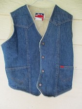 VTG BIG SMITH WESTERN SHERPA DENIM VEST USA MENS MEDIUM Size M SNAP JR
