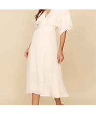 Reformation Women's Karen Wrap Midi Dress Ivory Size M