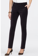Ann Taylor - Petite 0P Black Straight Leg Tailored Ankle Velvet Pants 89 D53