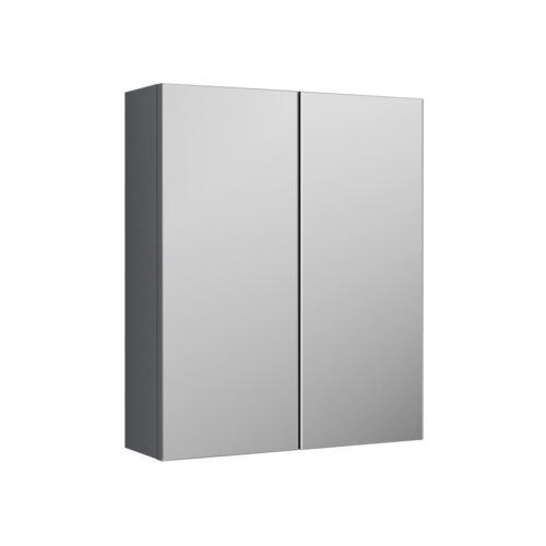 Nuie Arno Mirrored Bathroom Cabinet (50/50) 600mm Wide - Satin Grey