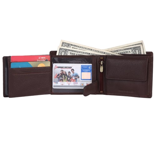 Modern Luxury: RFID Leather Wallet with Hidden Pockets & 6 Slot, Redwood Brown - Picture 5 of 6