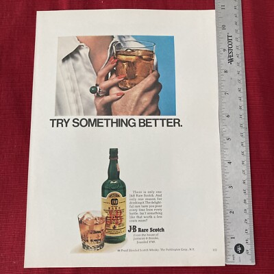 J&B Rare Scotch  Try Something Better  1970 Print Ad - Great To Frame!