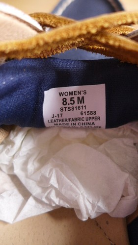 Blue Sperry Boat Shoes Women Denim Songfish Stripe Navy 8.5M Auth Leather NEW - Picture 10 of 11