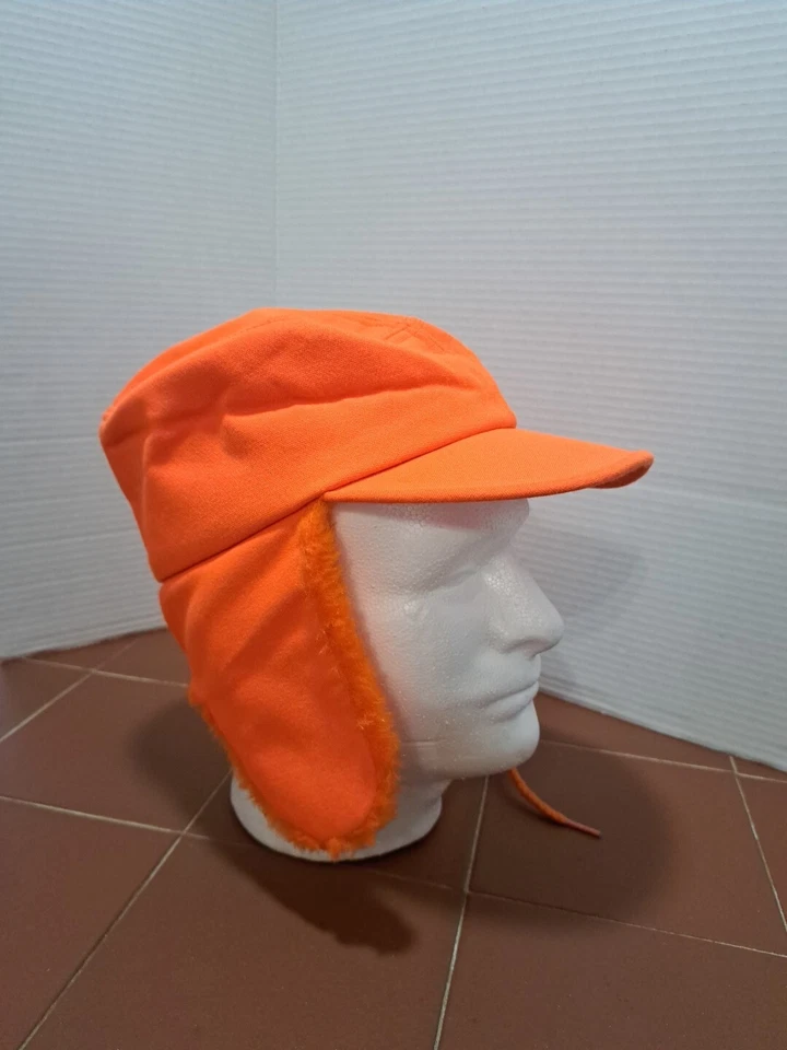 Sombrero de caza de invierno con solapa de oreja larga naranja brillante impermeable falta cuerda de corbata (S) Foto 2 de 4