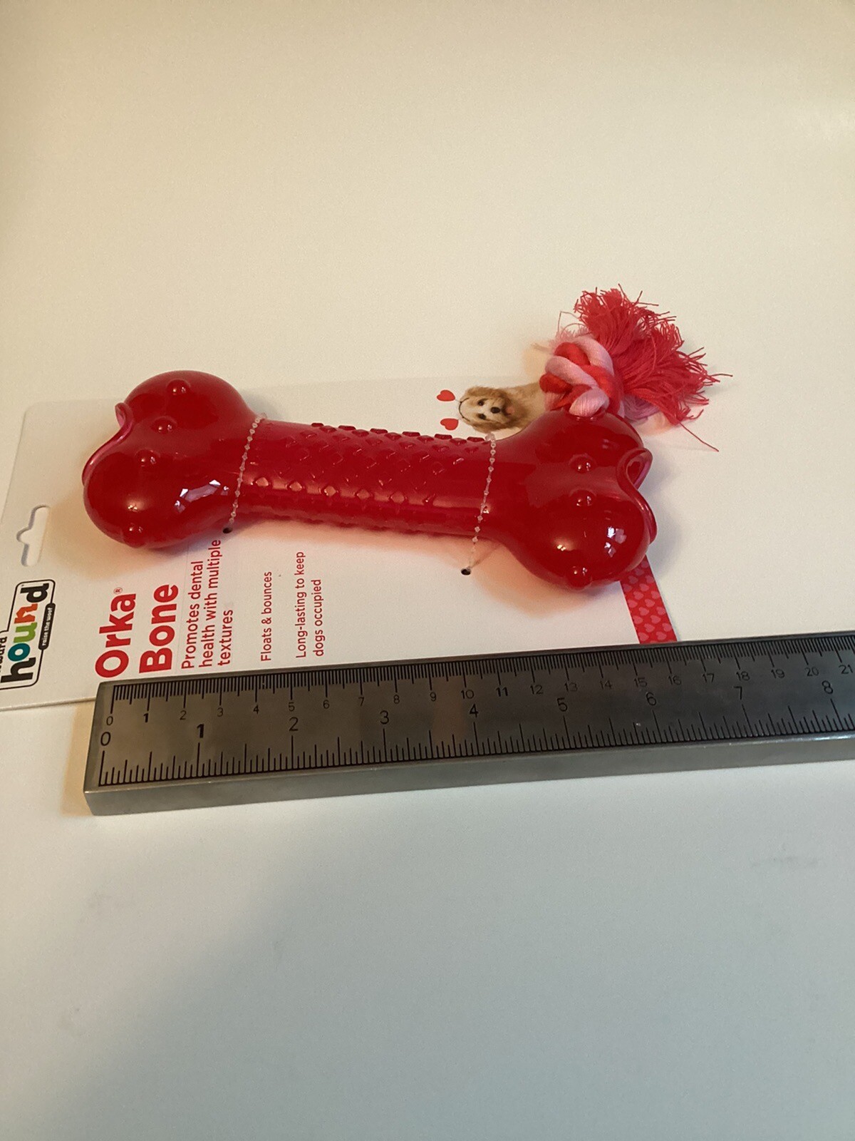 Outward Hound ~ Valentines Red/Pink Orka Bone ~ Floats & Bounces~ Dog Toy