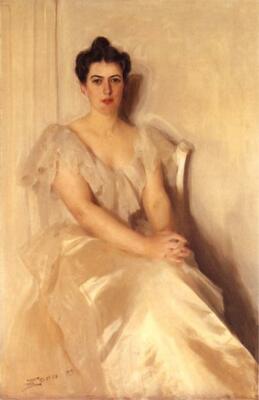 Oil painting Anders-Zorn-Mrs-Frances-Cleveland young lady seated handmade canvas