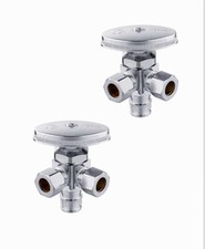 2 PCS Dual Outlet Angle Stop Valve,1/2" Pex-A Expansionx 3/8" x3/8" Compression