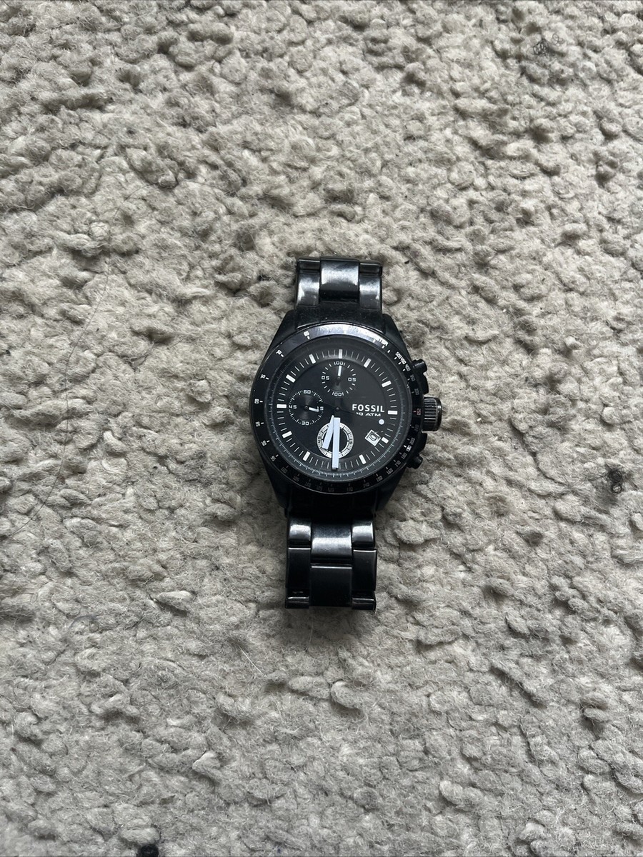 Fossil Gents Watch with Black Chronograph Dial Stainless Steel