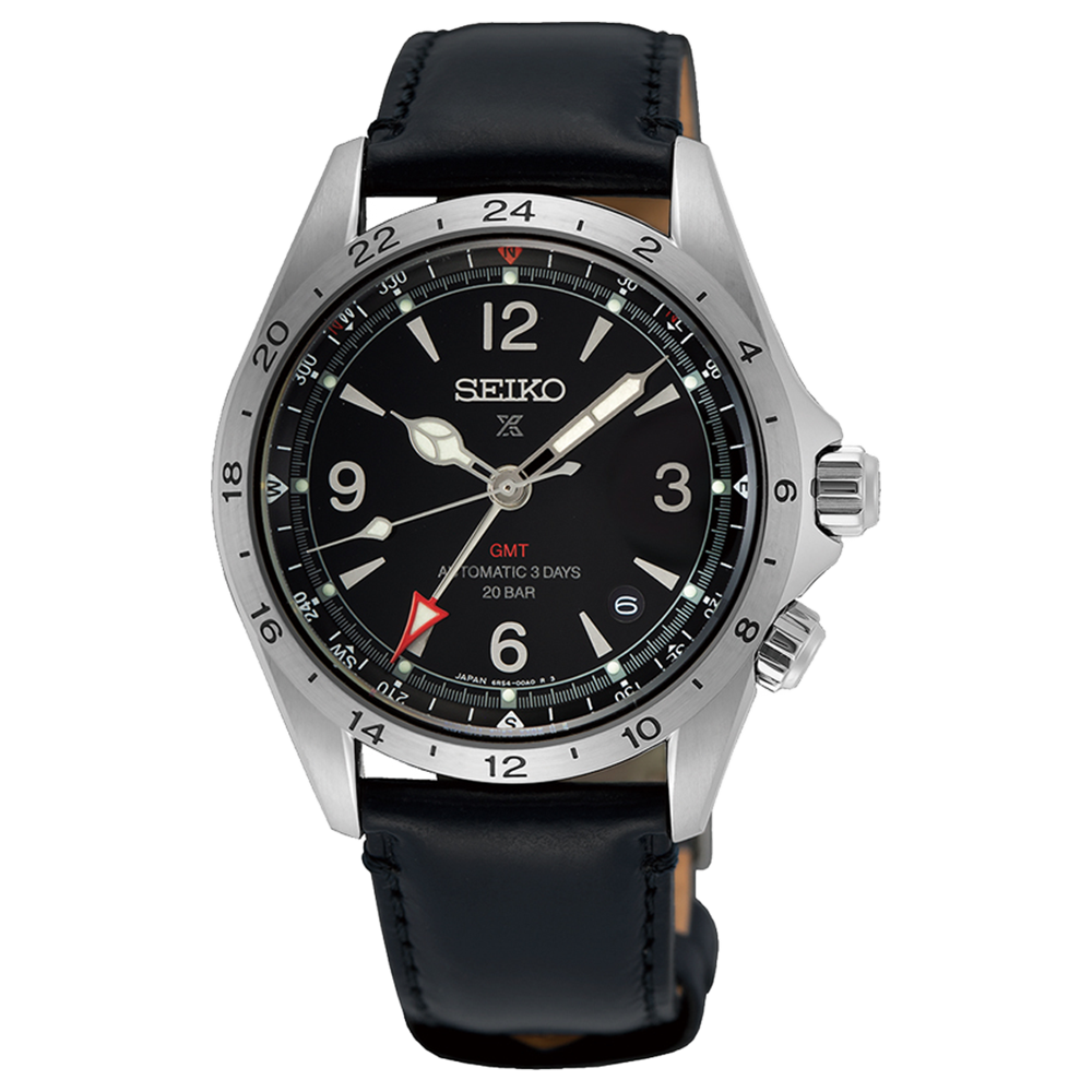 Seiko Prospex SPB379J1 Alpinist Black Dial GMT Leather 200m
