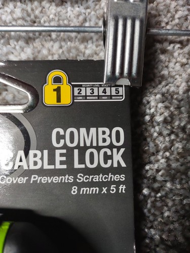 BELL Combination Bike Lock Cable Lock 8mm x 5' Protective Cover Bicycle Security - Picture 5 of 6