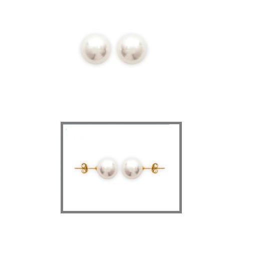 Boucles d'oreilles perles 10mm plaqué or 18 carats 750/1000 de prestige