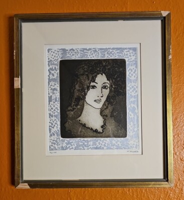 Lady L by Francisco Copello Color Etching Signed Limited Ed 96/100 Impressions