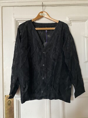 Needles Japan Black Jacquard Paisley V Neck Cardigan Size S New 
