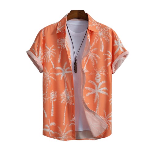 Herren Hawaiihemd Mit Blumenmuster Und Palmen Kurzärmelig Für Sommer Strand DE - Bild 13 von 28