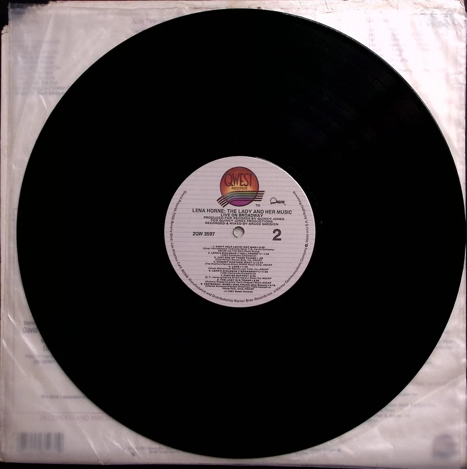 LENA HORNE THE LADY AND HER MUSIC LIVE ON BROADWAY VINYL 2-LP SET 107-68 - Image 3 of 4