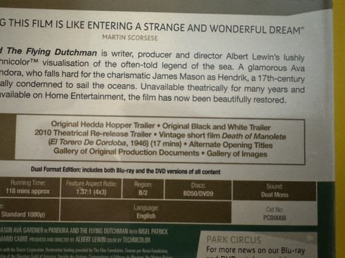 Pandora And The Flying Dutchman-Ava Gardner-Bluray&DVD-2ππβs! ELSEWHERE 60$+! - Picture 4 of 10