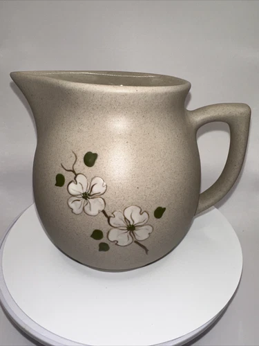 Vintage Pigeon Forge Art Pottery Pitcher Dogwood Design Decor Tennessee 