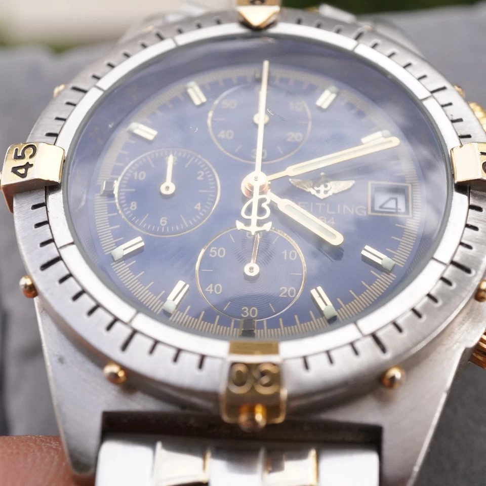Breitling Chronomat B13048 Quartz Steel Gold Blue Dial 42mm Watch - Image 2 of 4