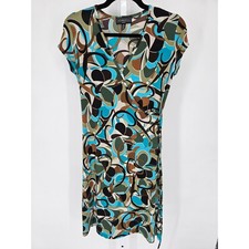 Vintage Y2K Elementz Womens Sz PS Petite Knee Length Faux Wrap Dress Colorful