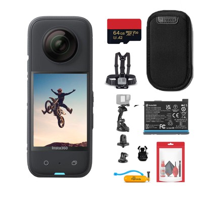 Insta360 X3 - Waterproof 360 Camera + 50-in-1 Accessory Kit + 64GB Card + More