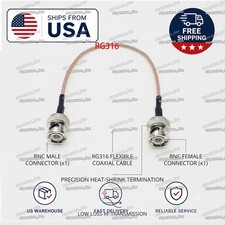 BNC Male to BNC Male Connector 50Ohm RG316 Coax Low Loss RF Coaxial Cable