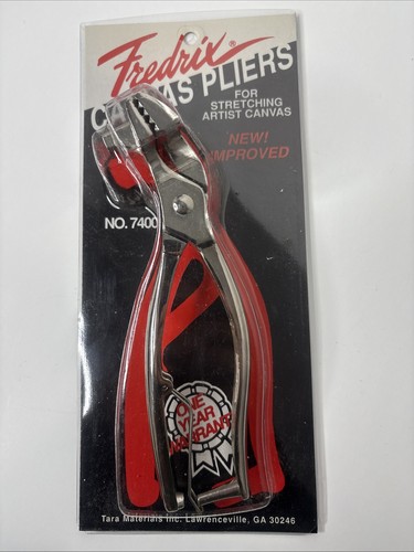 Fredrix Canvas Pliers Extra Wide Sure Grip Serrated  Jaws 7400 Chrome Plated EUC