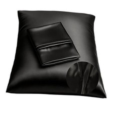 Satin Pillowcase with Zipper for Hair and Skin Care, Standard 2-pack Black