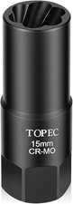 Topec 15mm Deep Lug Nut Extractor Socket - 12 Drive Stripped Bolt Nut Remover Topec 15mm Deep Lug Nut Extractor Socket - 12 Drive Stripped Bolt Nut Remover