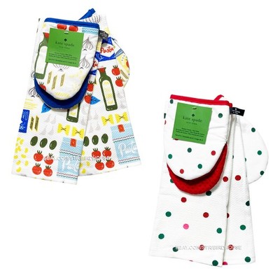 Kate Space Kitchen Set 4 pc Towel Mini Oven Mitt