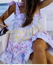NWT XXS Loveshackfancy For Target Dress  Jeanne Floral Tiered Tie Strap