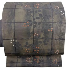 JAPANESE KIMONO BELT NAGOYA OBI GRAY PURE SILK AA9044