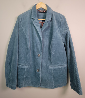 Ulla Popken Blazer Womens 16 Corduroy Jacket Two Button Stretch Blue