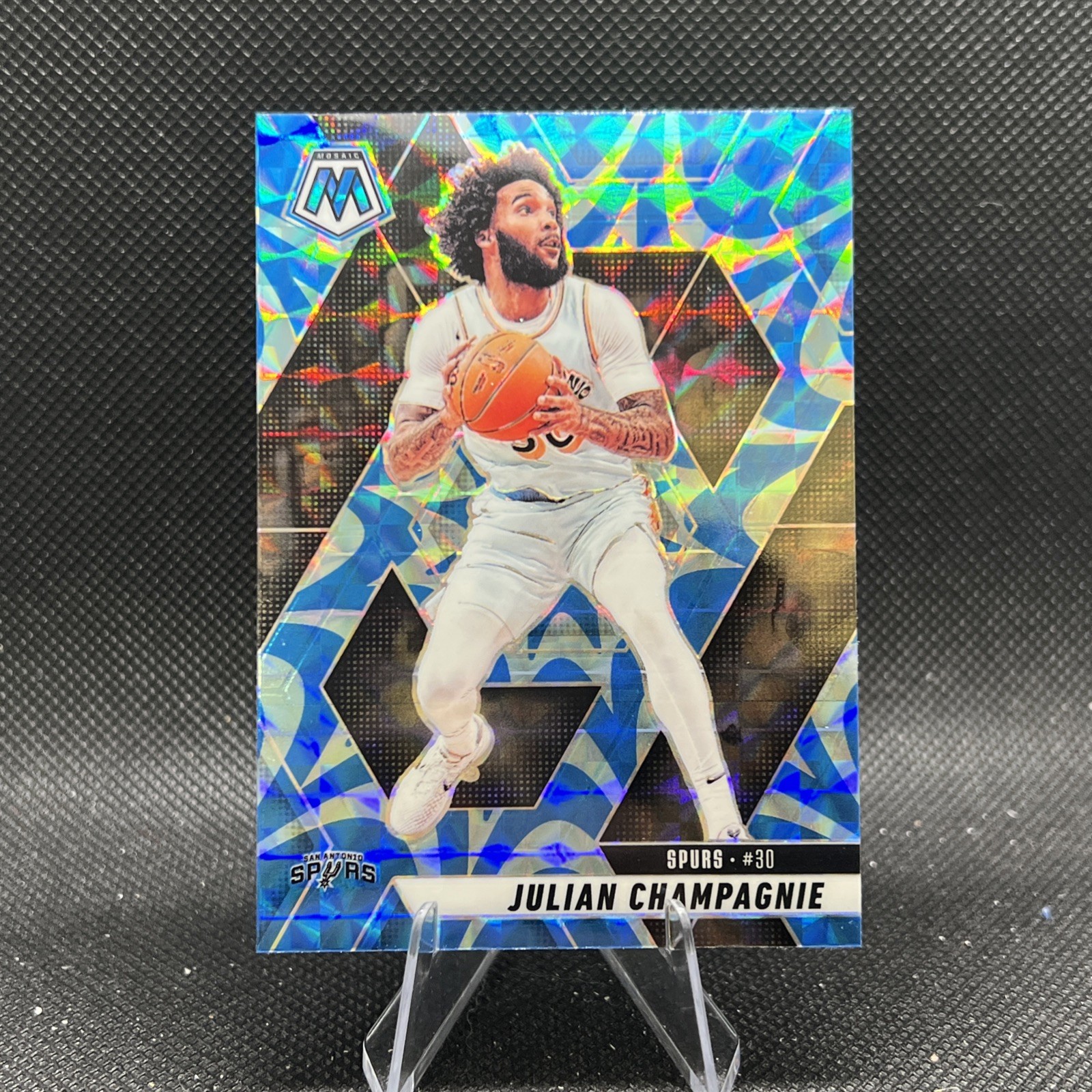 Julian Champagnie Blue Reactive Prizm 2024-25 Panini Mosaic #109