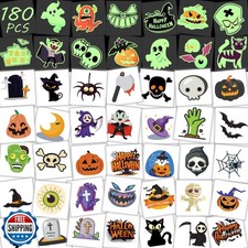 180Pcs Halloween Tattoos for Kids - Glow in The Dark Temporary Tattoos for Ha