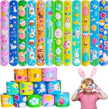 Fun 48pcs Easter Slap Bracelets Party Favors Toys Basket Stuffers for Kids P