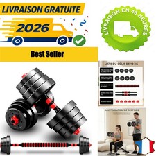 Haltères réglables 10 kg 2-en-1 Musculation avec barres BCBIG
